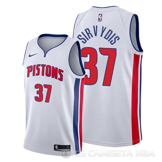 Camiseta Deividas Sirvydis #37 Detroit Pistons Association 2019-20 Blanco - Haga un click en la imagen para cerrar